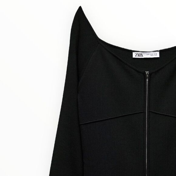 ZARA | Black | KNIT DRESS WITH ZIPPER - Picture 4 of 11